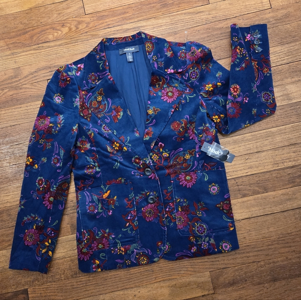 Modcloth Blue Floral Blazer Jacket - Picture 3 of 14